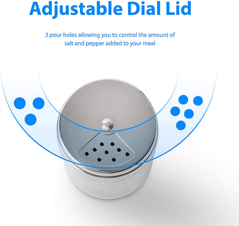 Portable Stainless Steel Spice Shaker Seasoning Dispenser - 6 Pc Set with Rotating Lids and Travel Bag| Spice Jars - Salt and Pepper Shakers - Dry Herb Spice Condiment Dispenser |Camping|Hiking|BBQ