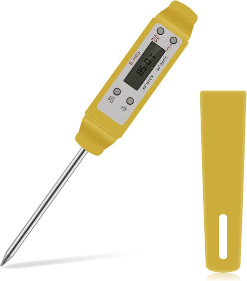 UTours Digital Food Cooking Thermometer,304 Stainless Steel Digital Thermometer Instant Read Meat Thermometer for Kitchen BBQ Grill Smoker Milk and Water (Yellow) - Amazon Vine