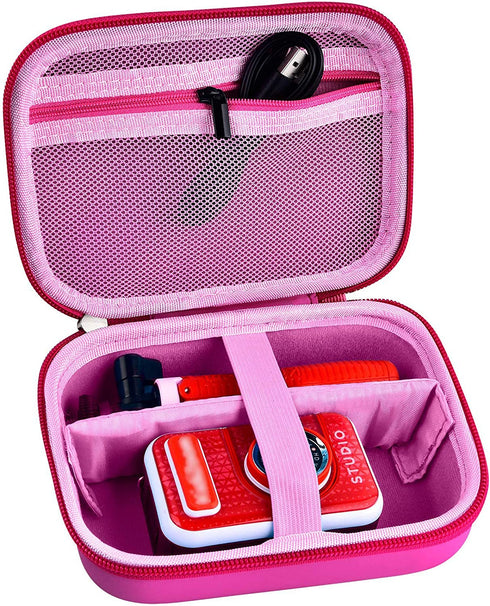Kids Camera Case for VTech KidiZoom Creator Cam HD Video Camera/ for KODAK Printomatic Digital Instant Print Cameras Toys, Carrying Storage Organizer Bag Also Holds Tripod Accessories(Box Only)-Pink