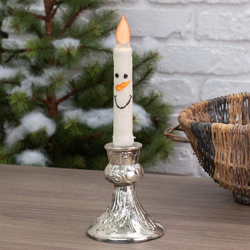 The Country House Smiling White Snowman Timer 6.5 inch Acrylic Decorative Christmas Taper Candle