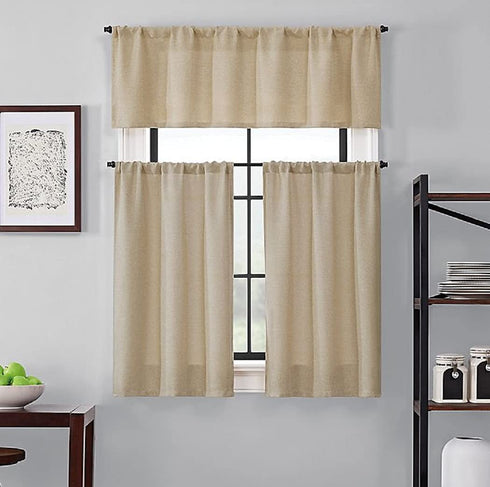 Saville 24-Inch Kitchen Window Curtain Tier Pair and Valance in