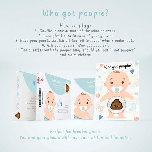 Baby Shower Games 66 Raffle Cards, Party Hearty, Poopie Emoji Scratch Off Lottery Tickets, 6 Winners 5 Different Losers, Gender Neutral, Silly Activity for Ice Breakers, Door Prizes