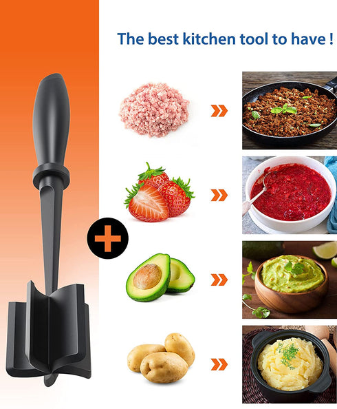 2 Pack Meat Chopper, Ground Beef Chopper, Heat Resistant Meat Chopper for Ground Beef, Hamburger Meat, Turkey and More, Nylon Hamburger Chopper and Non-Stick Meat Masher, Mix and Chop Kitchen Tool