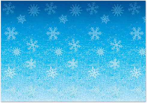Beistle Printed Plastic Holiday Ice Snowflake Winter Wonderland Photography Backdrop Background Christmas Party Decorations, 4' x 30', Blue/White