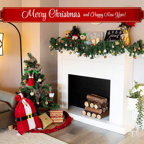 ICNOW 72Feet/22M Christmas Garland With 24 Christmas Ball Ornaments and 36 Red Bows Home Decorated Garlands Artificial Pine Christmas Decoration for Home Garden Holiday Wedding Party Stairs Fireplaces