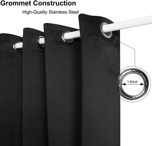WONTEX Room Divider Curtain - Privacy Blackout Curtains for Bedroom Partition, Living Room and Shared Office, Thermal Insulated Grommet Curtain Panel for Sliding Door, 8.3ft Wide x 7ft Long, Black