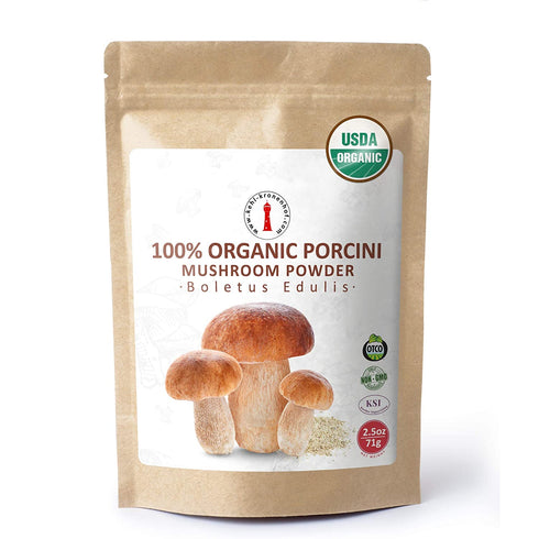 Organic Dried Porcini Mushroom Powder - 2.5 oz USDA Certified - Kosher - Vegan - Vegetarian - Non-GMO - Gluten Free - 2.5 oz