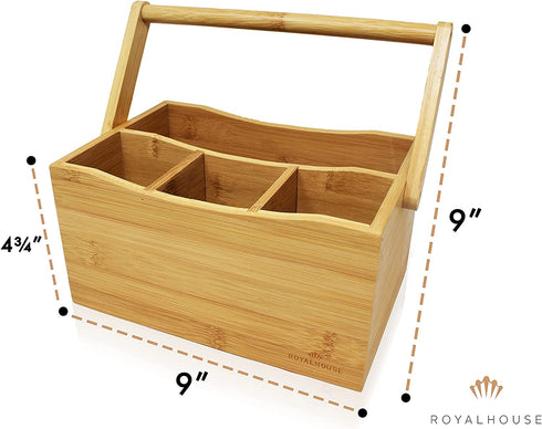 ROYALHOUSE Bamboo Utensil Holder And Organizer For Kitchen Countertop