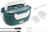 Electric Lunch Box -- Toursion Portable Food Heater 2 in 1 for Car/Truck and Work 110V&12V-24V 40W, Removable Stainless Steel Portable Food Warmer 1.5L, Spoon and 2 Compartments Included (Dark Green)