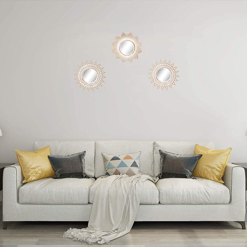 Kelly Miller Brushed Gold Mirrors for Wall Decor Set of 3 Wall Mirror Decorations for Living Room, Dinning Room & Bedroom (MW002)
