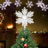 Afirst Christmas Tree Topper Lighted Snowflake with LED Rotating Snowflake Projector Lights 11.4 inches 2-in-1 Silver Glittered Xmas Tree Decoration