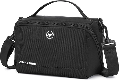 Sunny Bird Small Insulated Lunch Bag Portable Lunch Box Tote for Work and School (Black)