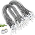 200pcs Christmas Ornaments String Hanger Silver Precut Ribbon Hook for Christmas Tree Ornament Decorations with Snap Fastener