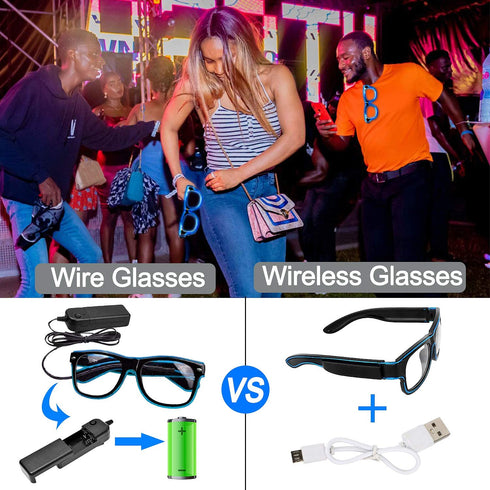 YouRfocus Wireless Led Light up Glasses Glow in The Dark for Rave Party, EDM (Green)