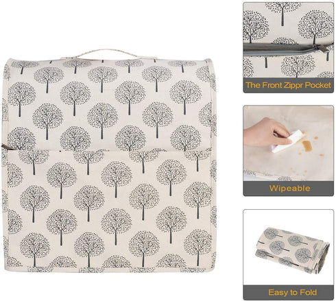 Yarwo Dust Cover for 4.5 qt and All 5 qt Stand Mixer, Protective Stand Mixer Cover with Top Handle and Pockets for Extra Accessories, Tree