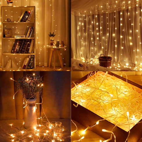 Koxly String Lights, 2 Pack Battery Operated String Lights with Remote Timer Waterproof 8 Modes 36ft 100 LED String Lights for Bedroom,Garden,Party,Xmas Tree Indoor Outdoor Decorations, Warm White