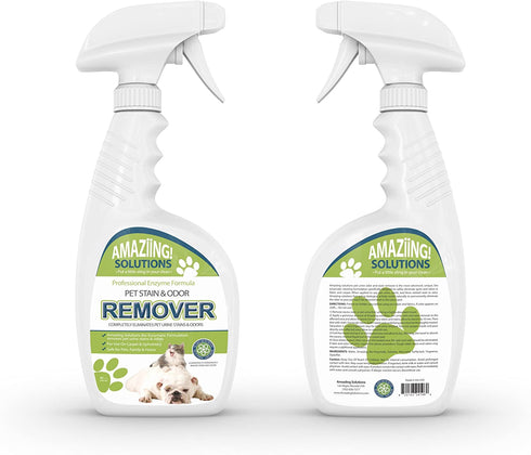 Amaziing Solutions Pet Odor Eliminator and Stain Remover Carpet Cleaner for Dog Urine and Cat Pee, Professional Strength Enzymatic Solution, Natural Enzymes for Carpet and Hardwood Floors (32oz)