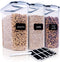 Cereal Containers Storage Set - 3 Piece Airtight Large Dry Cereal Container (135.2oz), BPA Free Dispenser Plastic Cereal Storage Containers with 16 Labels & Pen - FOOYOO