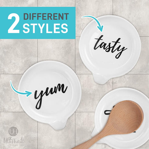 Oversized Spoon Rest for Kitchen - 2 Pack - White Ceramic Farmhouse Design for Cooking - Stove Top, Kitchen Counter, Countertop - Ladle Holder, Spoon Holder, Utensil Rest, Coffee Spoon Rest€¦