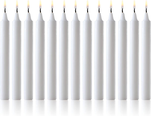 White Taper Candles - Set of 120 Dripless Chime Candles - 4 inch Tall, 1/2 inch Thick - 1.5 Hour Clean Burning