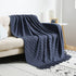 PHF Acrylic Knit Throw Blanket 50 x 60 inches, Lightweight Soft Cozy Decorative Woven Blanket with Tassels for Couch, Bed, Sofa, Chair, Home Travel, Suitable for All Seasons, Navy