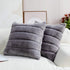 Cozy Bliss Set of 2 Faux Fur Fleece Throw Pillow Covers Luxury Super Soft Plush, Striped Cushion Cover Textured Decorative Pillowcases for Sofa Couch Bed Chair Car (Grey, 20"x20")