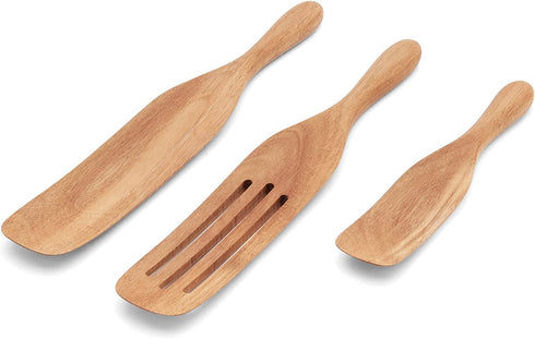 Fox Run 3-Piece Acacia Spurtle Set (Stirring Spatula/Spoon), 2 x 6 x 14.5 inches, Brown