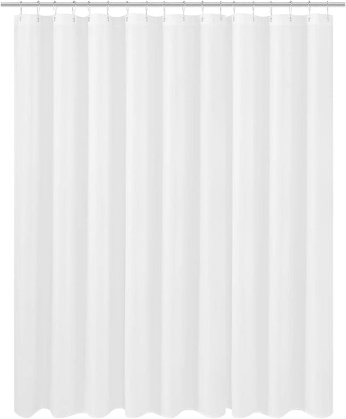 Extra Wide Extra Long Fabric Shower Curtain Liner 108 x 84 inch, Hotel Quality, Washable, White Spa Bathroom Curtains with Grommets, 108x84