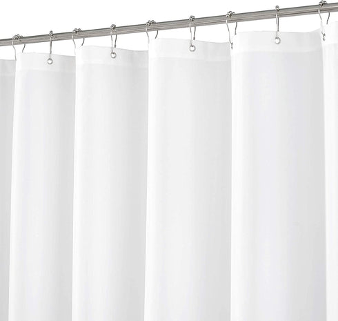 N&Y HOME Extra Long Shower Curtain or Liner 72" W x 108" H - Hotel Quality, Washable Fabric, White Bathroom Curtains with Grommets, 72x108