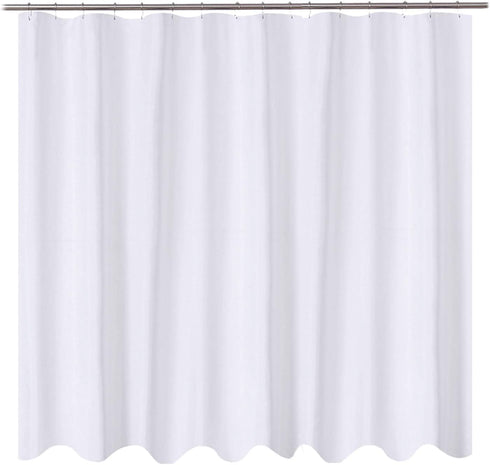 Fabric Shower Curtain Liner 96 x 78 inch XL Size, Hotel Quality, Washable, Water Repellent, White Bathroom Curtains with Grommets, 96x78