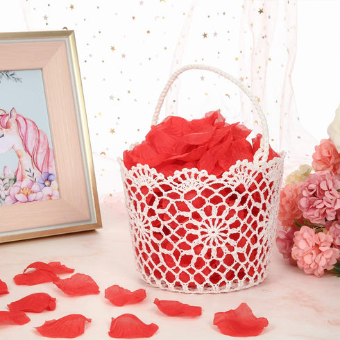 White Basket Handle Wedding Flower Girl Baskets, 5.90 x 4.72 x 4.33 Inch (2 Packs)