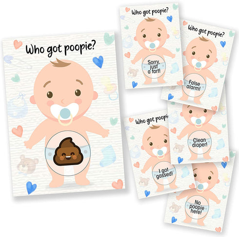 Baby Shower Games 66 Raffle Cards, Party Hearty, Poopie Emoji Scratch Off Lottery Tickets, 6 Winners 5 Different Losers, Gender Neutral, Silly Activity for Ice Breakers, Door Prizes