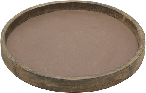 Stonebriar Rustic Natural Wood and Metal Candle Holder Tray, Home Decor Accessories for the Coffee Table and Dining Table, Brown, Large