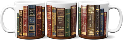 Bookshelf Mug. Coffee Mug with the famous books' titles, Bookish Mug, Literary Mug, Book Lover Mug