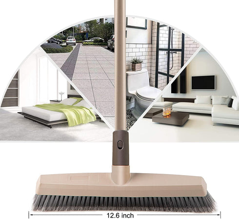 Eyliden Push Broom 12.6" Wide Multi-Surface Heavy Duty Angle Broom, 48" Long Handle, Stiff Bristle Broom Brush for Cleaning Patio Garage Deck Concrete Wood Stone Tile Indoor Outdoor Rough Floor