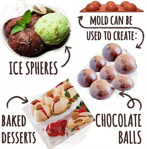 Silicone Mold for Hot Chocolate Bombs Semi Sphere Baking Mold Large 6 Holes Silicone Cocoa Bomb Mold Hand Made Bath Bomb Jelly, Cake Puding Half Round Silicone Pop Mold 3 pcs BPA Free