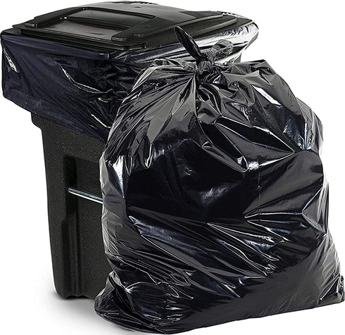 Aluf Plastics 65 Gallon Trash Bags Heavy Duty - (Huge 50 Pack) - 1.5 MIL - 50" x 48" - Large Black Plastic Garbage Can Liners for Contractor, Lawn and Leaf, Outdoor, Storage, Commercial, Industrial, Toter, Bag (PG6-6551)