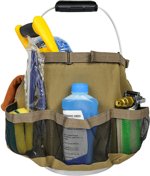 Bucket Idea Bucket Wash Tool Organizer for Garden Tools Fit 3.5 to 5 Gallon Bucket (Khaki)