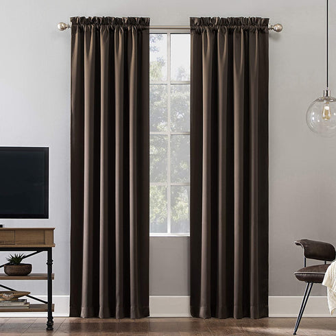 Sun Zero Oslo Theater Grade Extreme 100% Blackout Rod Pocket Curtain Panel, 52" x 84", Cocoa