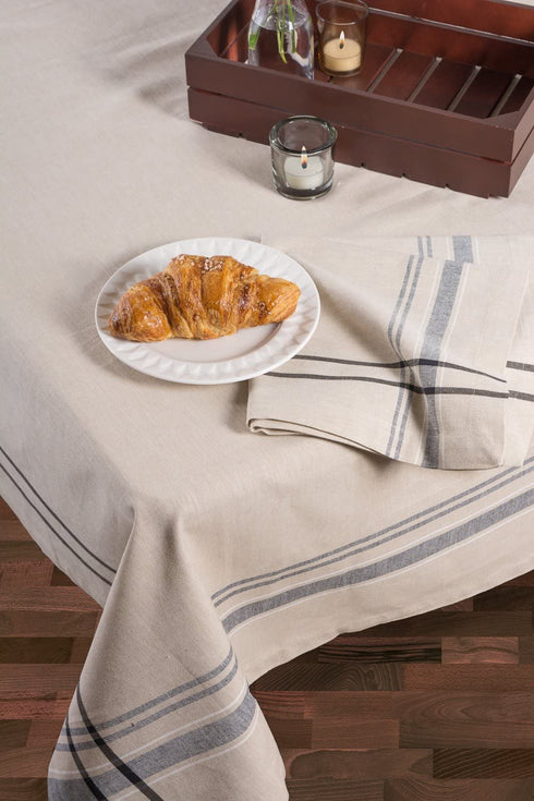 DII Kitchen Essentials Everyday French Stripe Tabletop Collection, Napkin Set, 20x20, Taupe/Black, 6 Piece