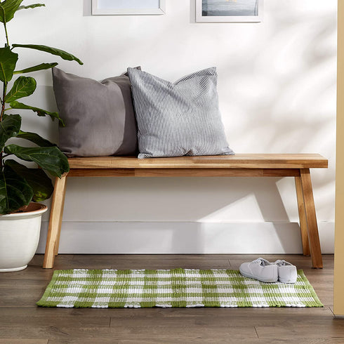 DII Buffalo Check Rug Collection, Hand Dyed Reversible Chindi Rug, 26x40, Antique Green