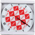 Mark Feldstein & Associates Coca Cola Diamond Pattern Red and White 12 inch Glass Round Wall Clock