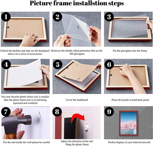 10x14 inch Wood Picture Frames for Wall Hanging,Diamond Painting Frames Rectangle Baby Scan Picture Frame for Family Walls Decoration,Anniversary,Wedding,Christmas,Halloween,Shower,Certificate (Red)
