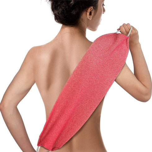 Evridwear Exfoliating Back Scrubber with Handles Two Sides for Body Shower Deep Cleans Skin Massages Invigorating Blood Circulation Men Women One Size (Back Scrubber Pink)