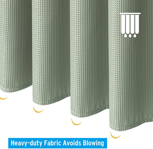AmazerBath Sage Green Shower Curtain Waffle Shower Curtain, Fabric Shower Curtain Water-Repellent, 12 Metal Grommets, Premium Polyester, Heavy Duty, 72 x 72 Inches, Sage Green