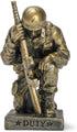 Dicksons Duty Faith God Praying Soldier 5 inch Gold Resin Stone Table Top Figurine