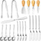 Dreamtop 19 Pcs Cheese Knife Set Cheese Butter Spreader Knife Stainless Steel Cheese Spatula Set Cheese Slicer Knife Mini Serving Tongs Spoons Forks Charcuterie Board Accessories Utensils