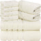 Utopia Towels Ivory 8-Piece Bath Linen Sets - Viscose Stripe Towels - 600 GSM Ring Spun Cotton - Highly Absorbent Luxury Towels (Pack of 8)