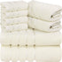 Utopia Towels Ivory 8-Piece Bath Linen Sets - Viscose Stripe Towels - 600 GSM Ring Spun Cotton - Highly Absorbent Luxury Towels (Pack of 8)