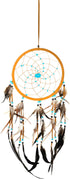 Dream Catcher Dreamcatcher - Brown Suede with Turquoise Details - Handmade, Large Size - 28" Long x 9" Diameter - OMA Brand